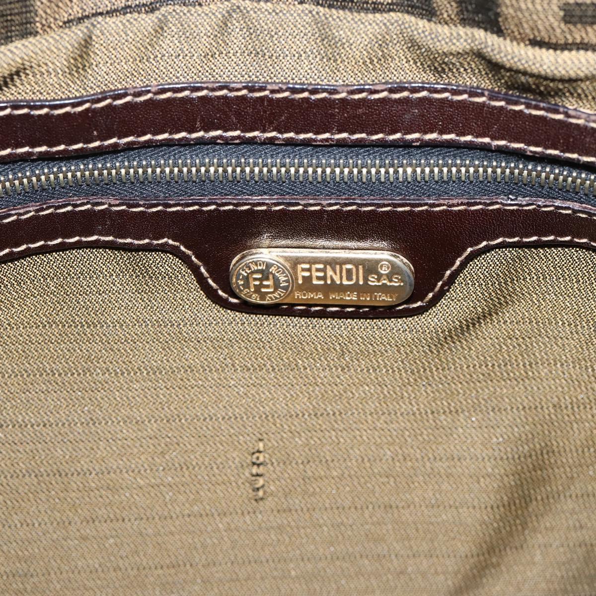 FENDI Zucca Canvas Mamma Baguette Shoulder Bag Brown Black Auth LN210V