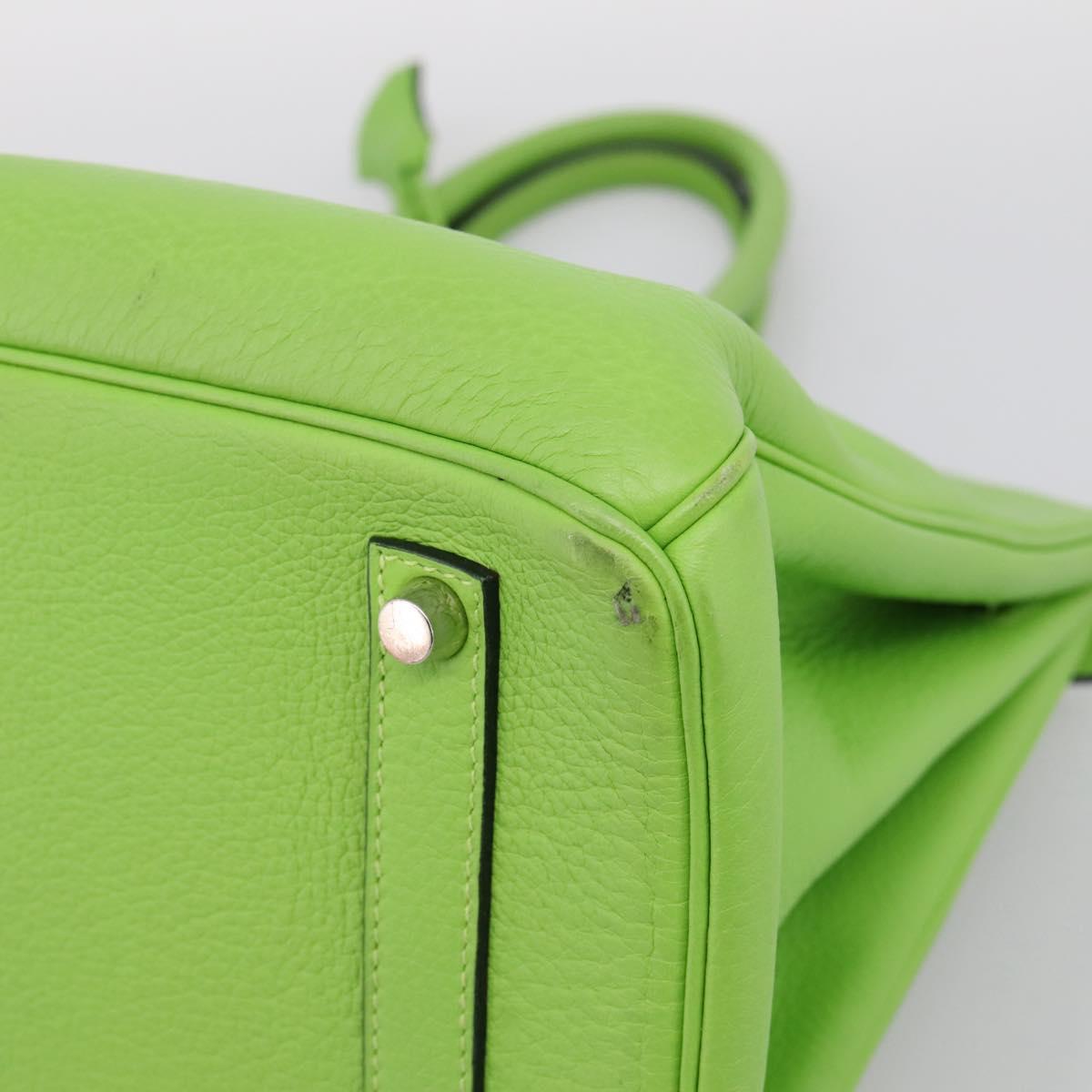 HERMES Birkin 35 Hand Bag Taurillon Leather Green Silver Auth LN220SM