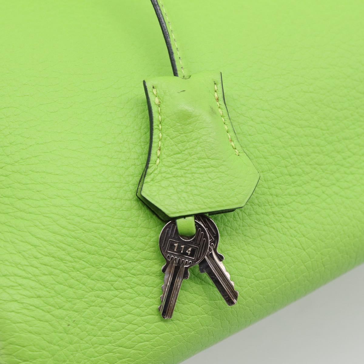 HERMES Birkin 35 Hand Bag Taurillon Leather Green Silver Auth LN220SM