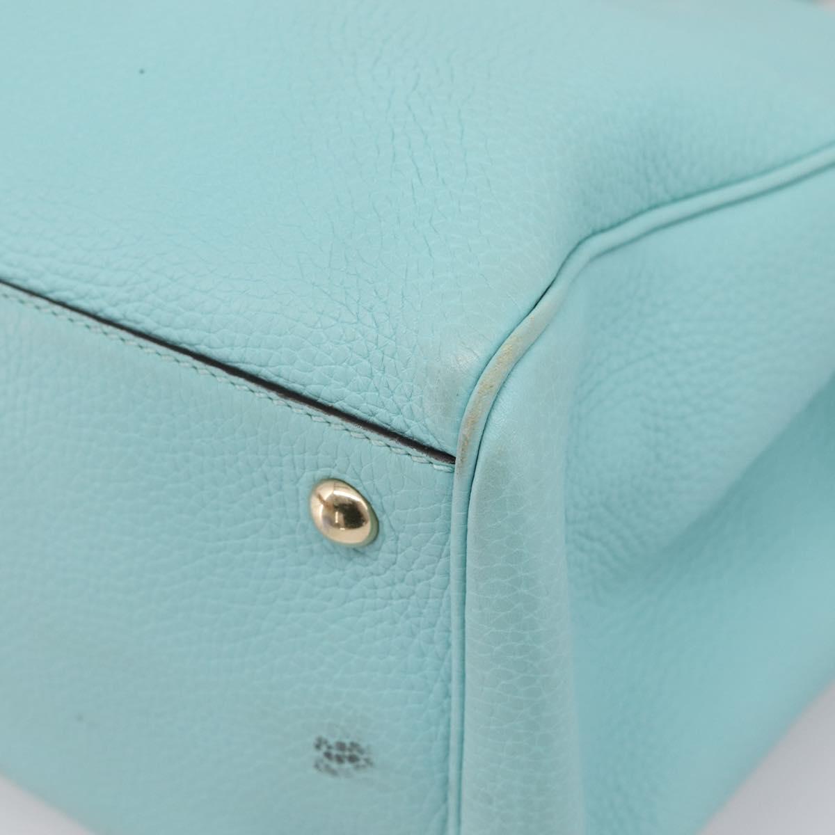 GUCCI Bamboo Hand Bag Leather 2way Light Blue Gold 323660 Auth LN229A