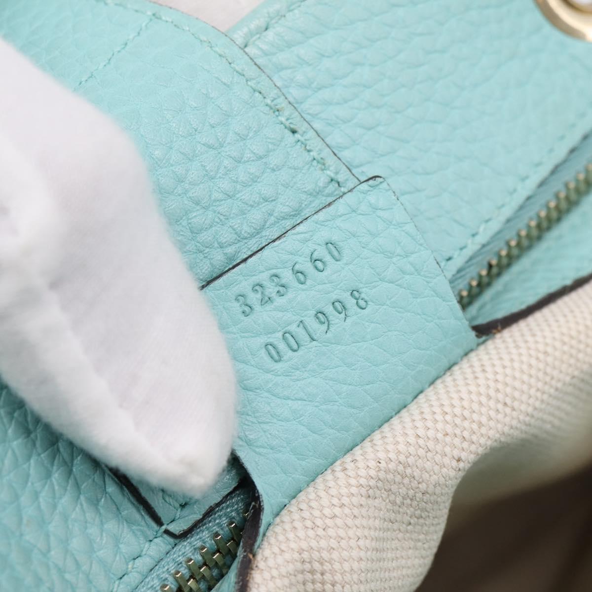 GUCCI Bamboo Hand Bag Leather 2way Light Blue Gold 323660 Auth LN229A
