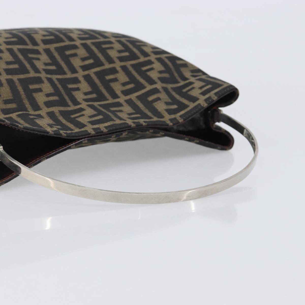 FENDI Zucca Canvas Hand Bag Black Brown Auth LN230A