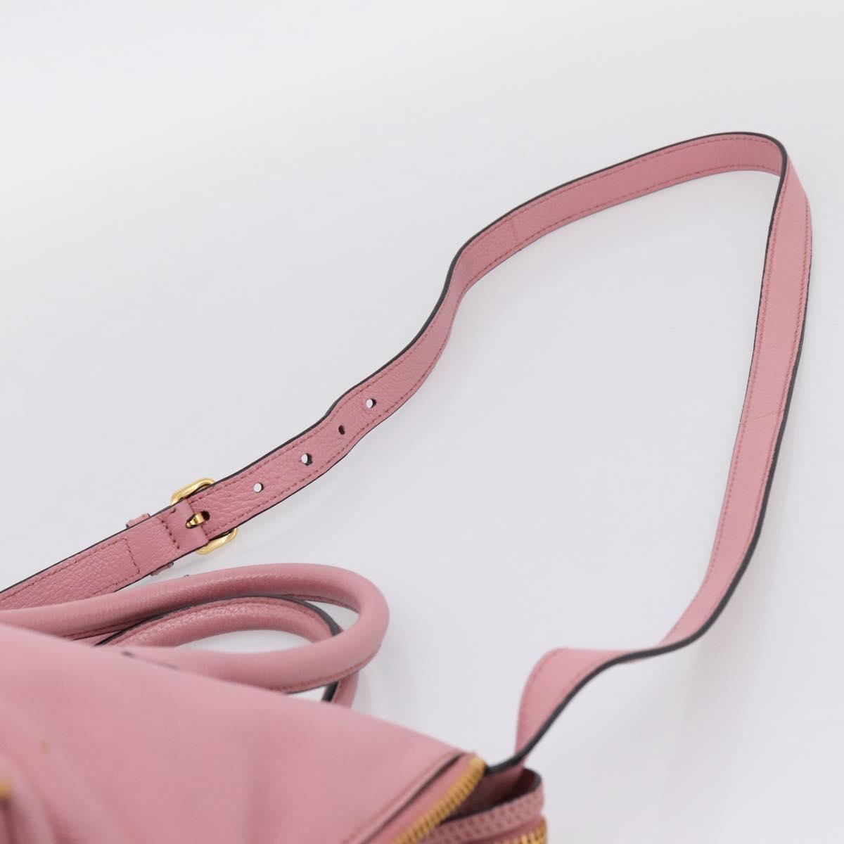 Miu Miu Hand Bag Leather 2way Pink Gold Auth LN232