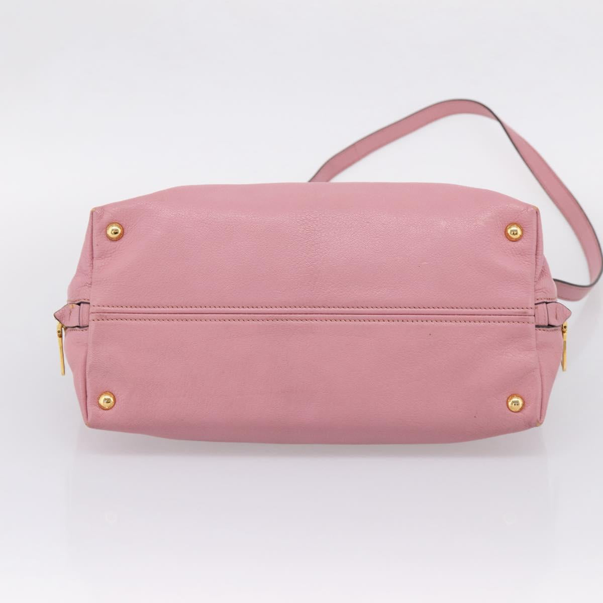 Miu Miu Hand Bag Leather 2way Pink Gold Auth LN232