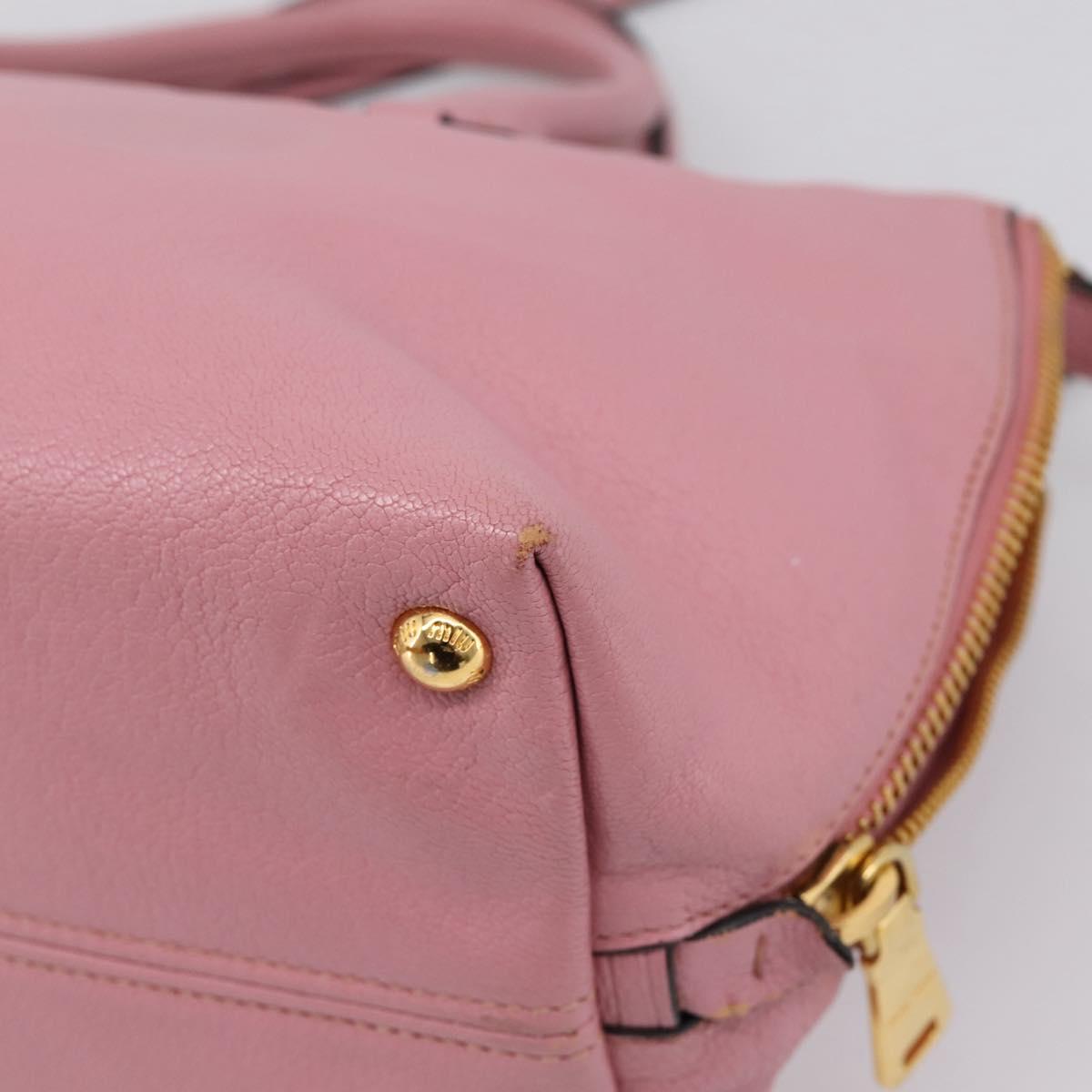 Miu Miu Hand Bag Leather 2way Pink Gold Auth LN232