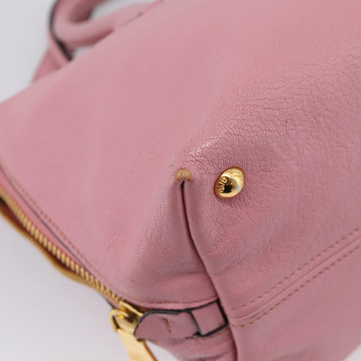 Miu Miu Hand Bag Leather 2way Pink Gold Auth LN232