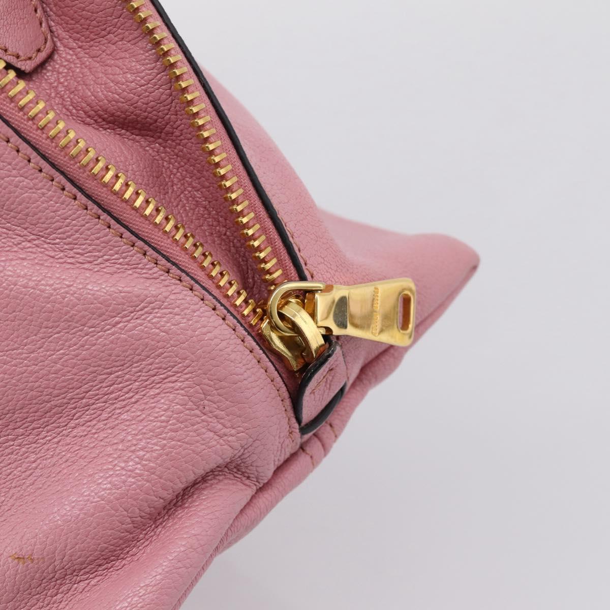 Miu Miu Hand Bag Leather 2way Pink Gold Auth LN232