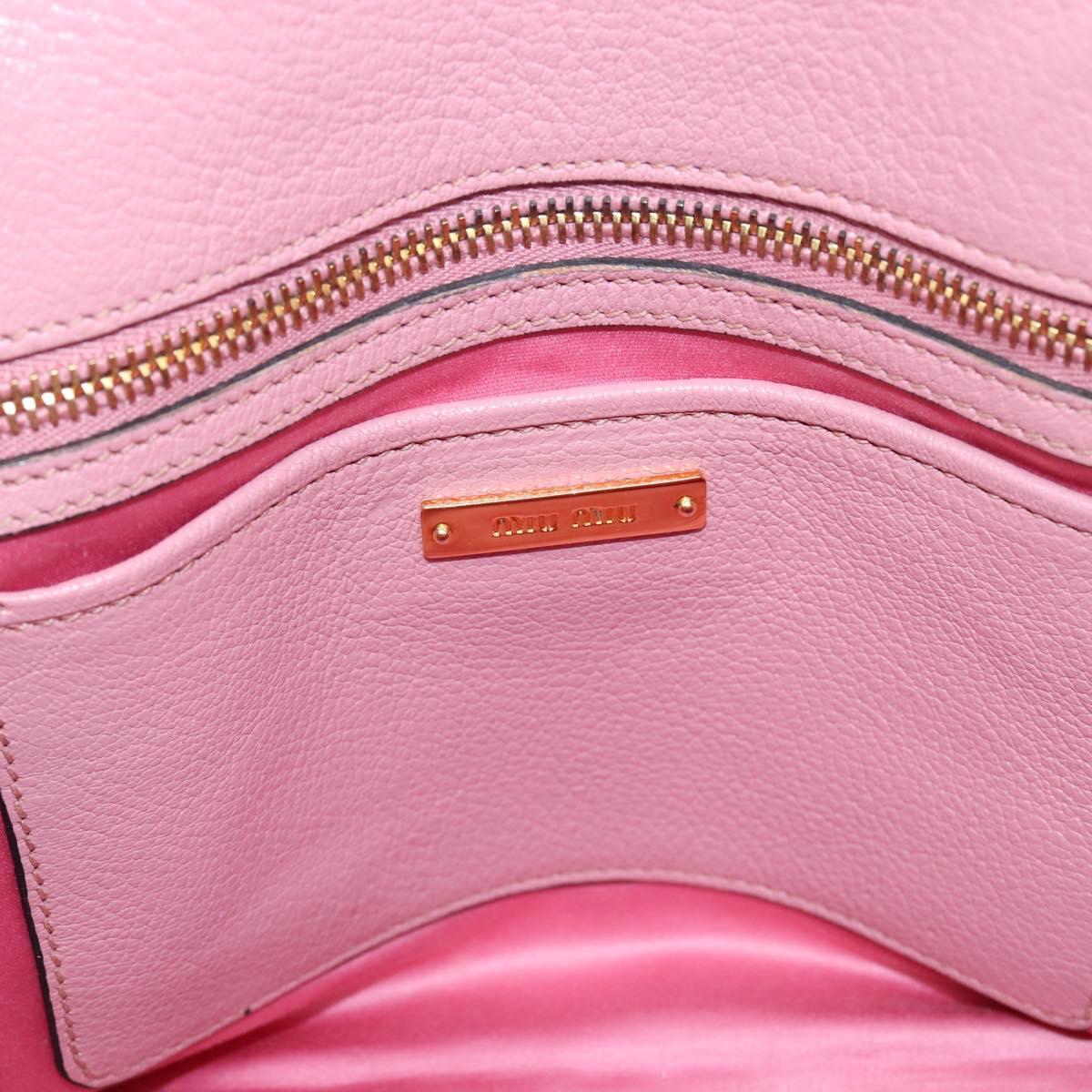 Miu Miu Hand Bag Leather 2way Pink Gold Auth LN232