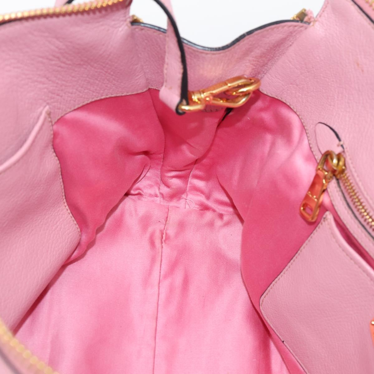 Miu Miu Hand Bag Leather 2way Pink Gold Auth LN232