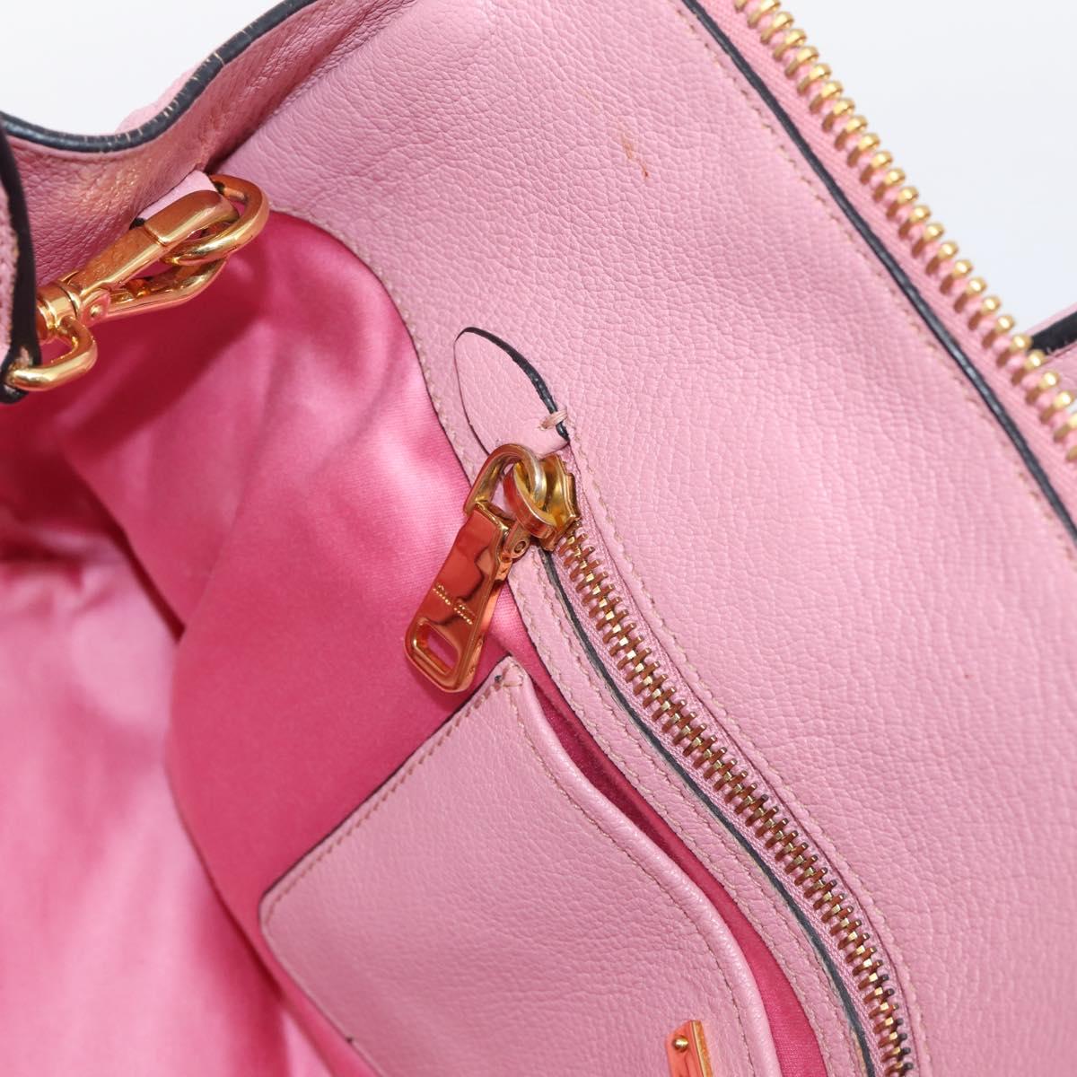 Miu Miu Hand Bag Leather 2way Pink Gold Auth LN232