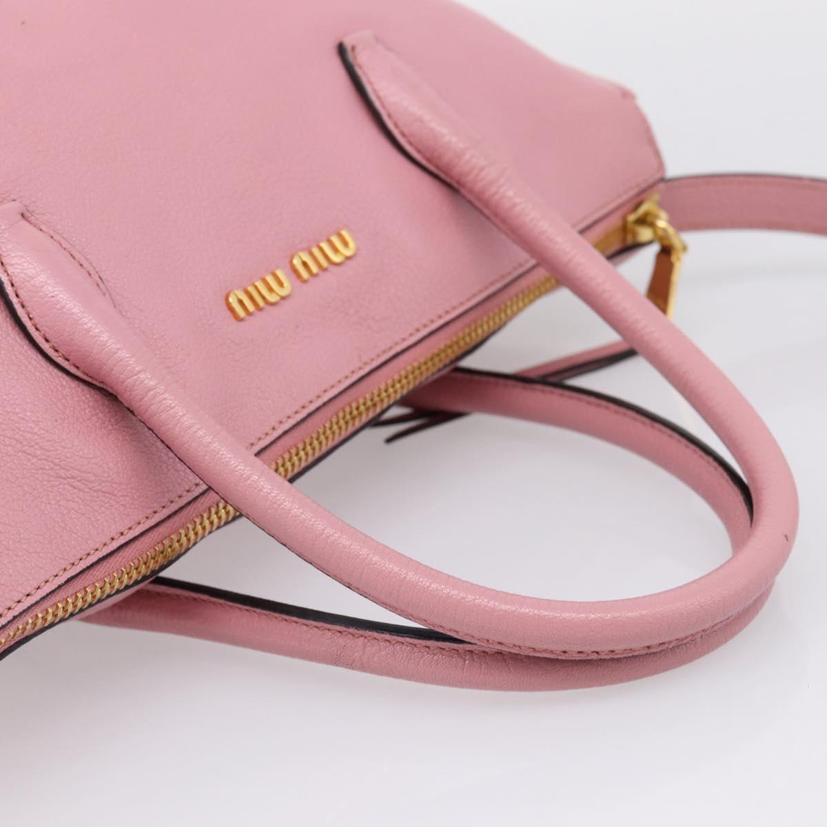 Miu Miu Hand Bag Leather 2way Pink Gold Auth LN232