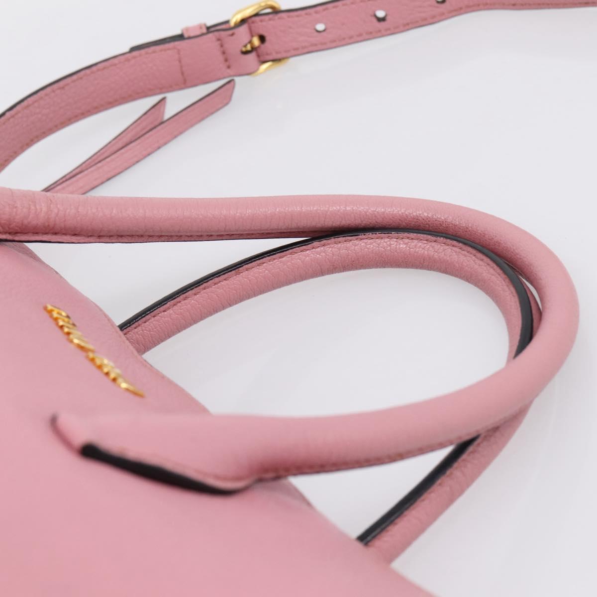 Miu Miu Hand Bag Leather 2way Pink Gold Auth LN232