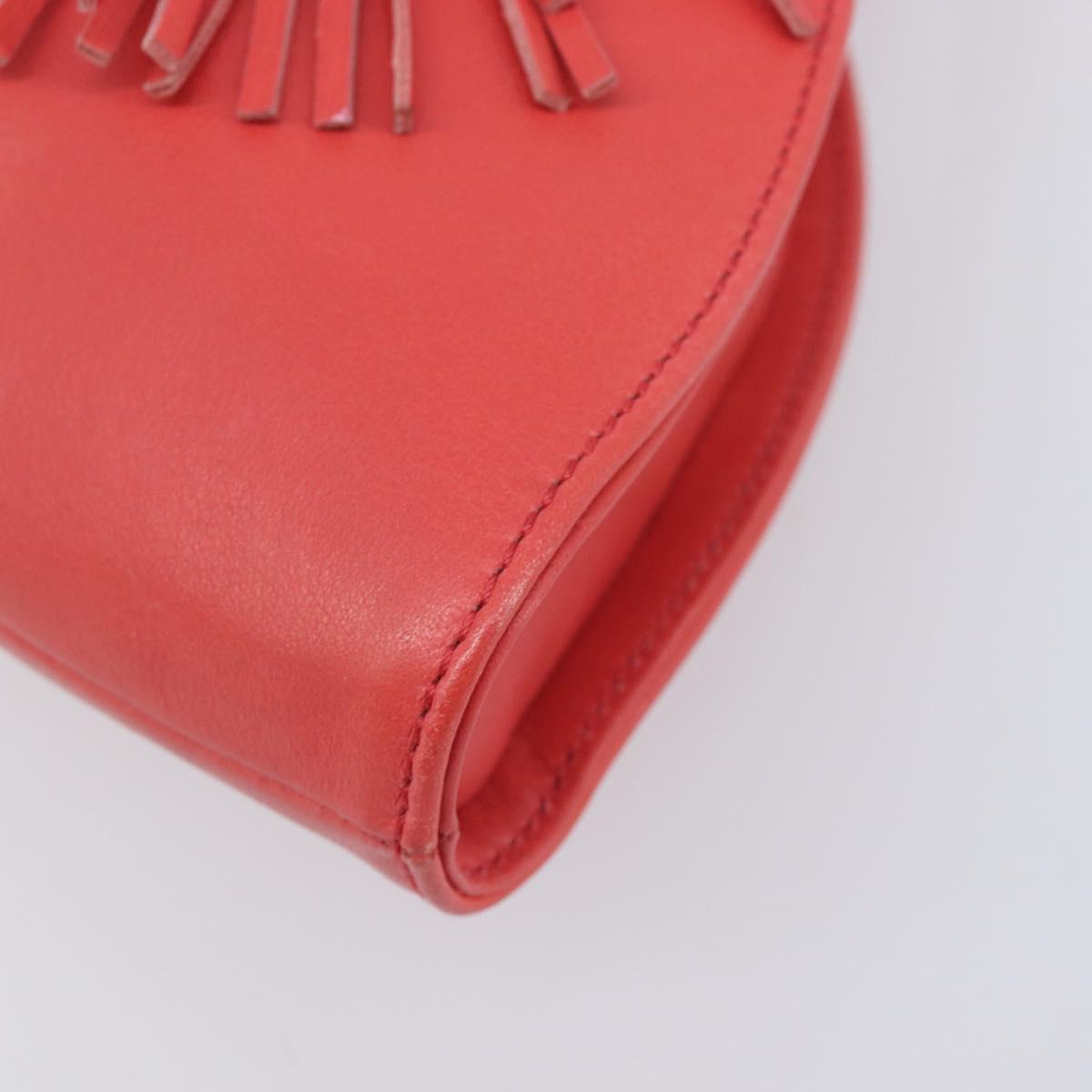 LOEWE Hand Bag Leather Red Silver Auth LN234V