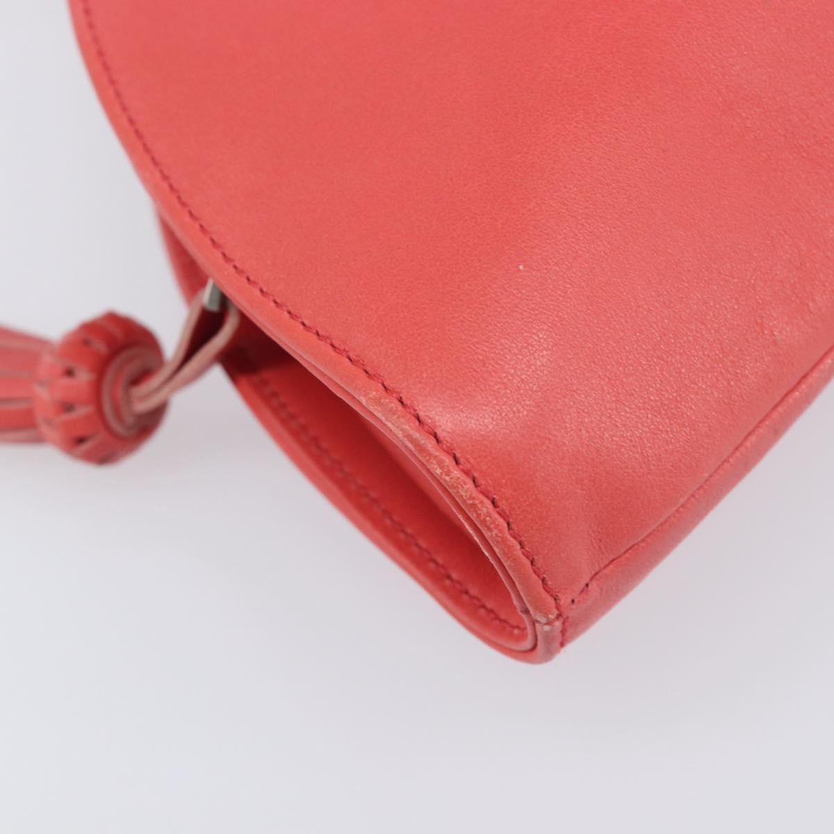 LOEWE Hand Bag Leather Red Silver Auth LN234V