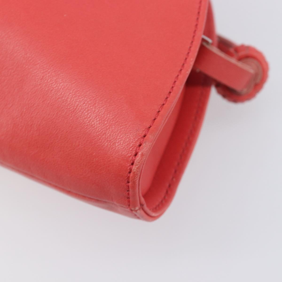 LOEWE Hand Bag Leather Red Silver Auth LN234V