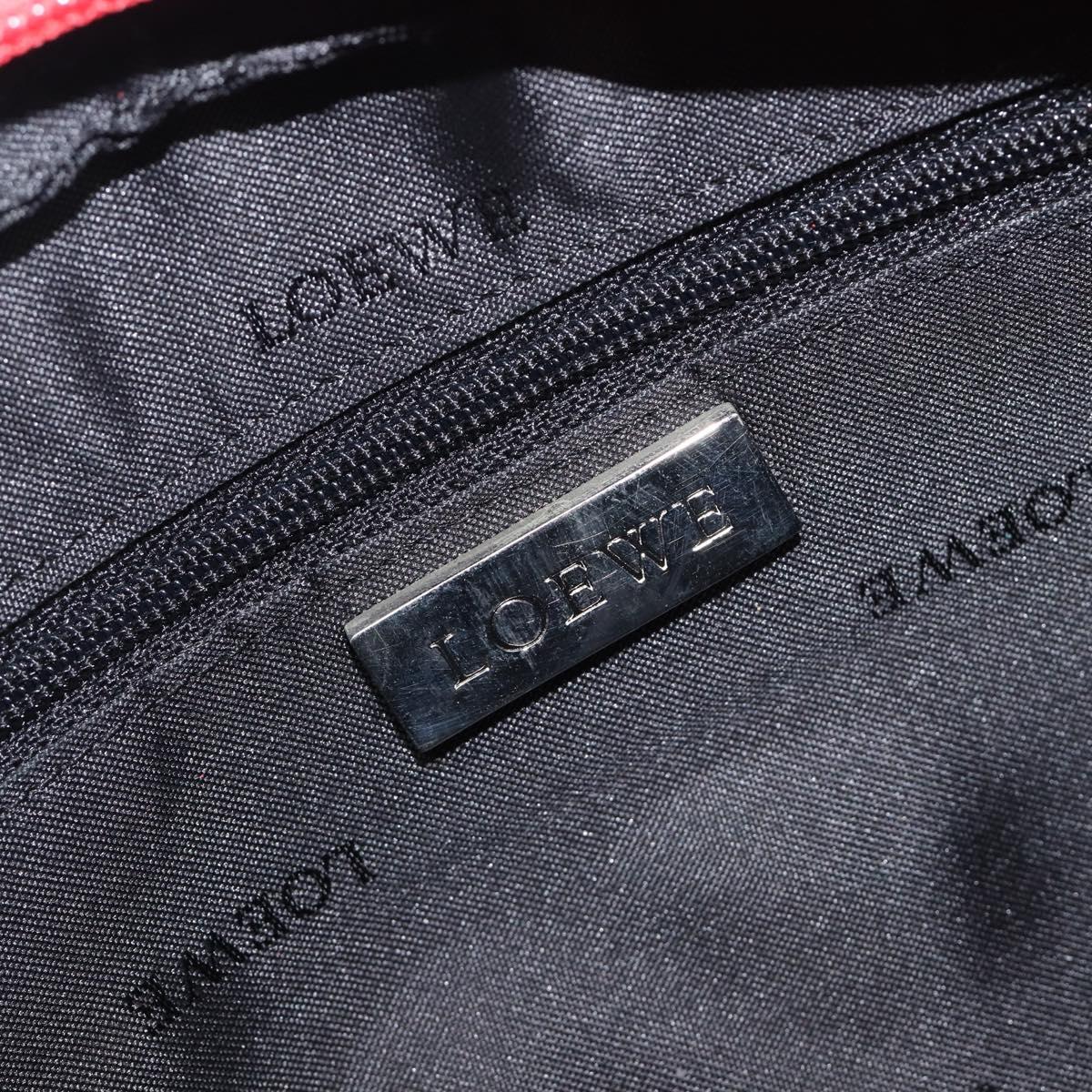 LOEWE Hand Bag Leather Red Silver Auth LN234V