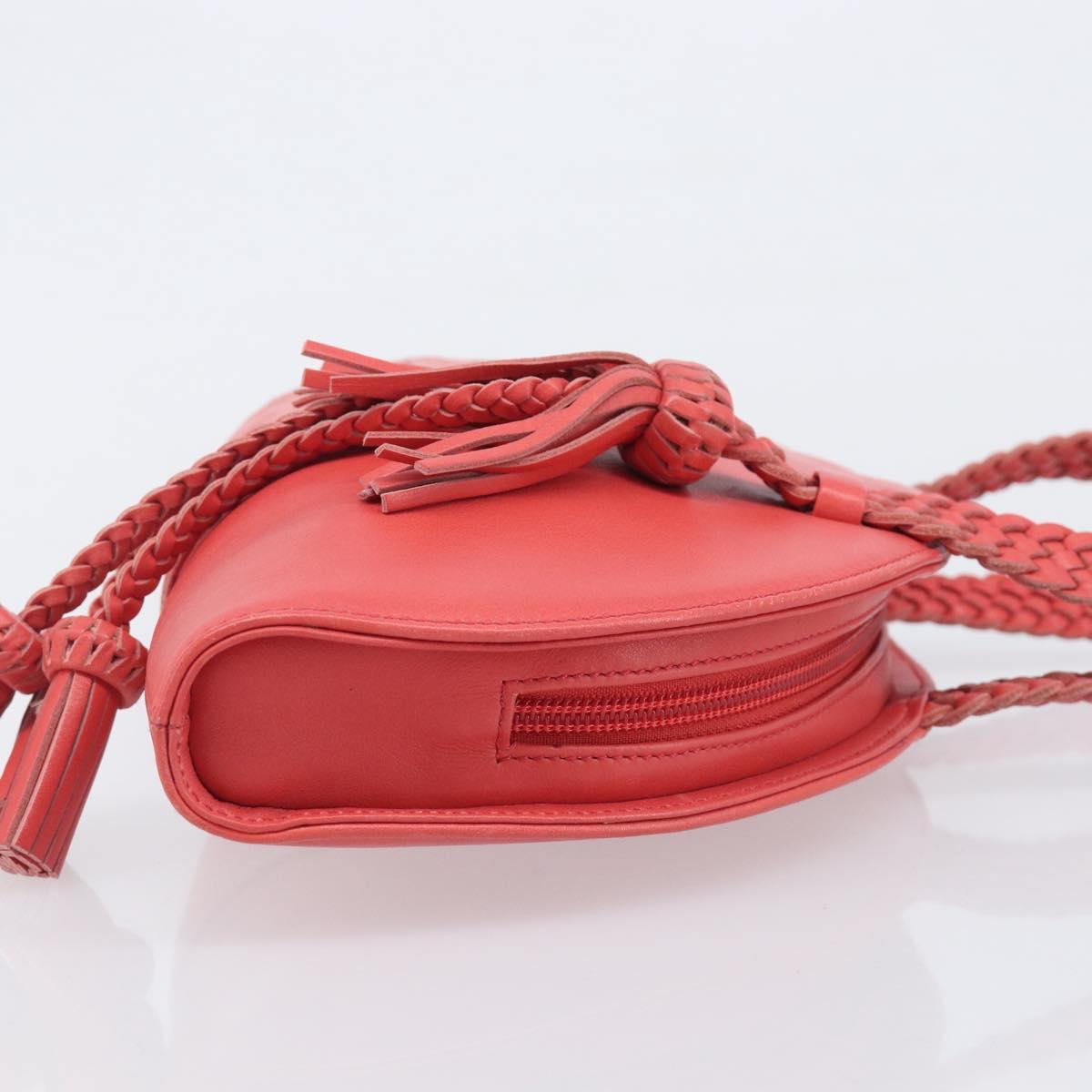 LOEWE Hand Bag Leather Red Silver Auth LN234V