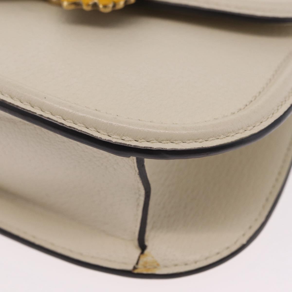 GUCCI Sherry Line Shoulder Bag Leather Ivory Gold Auth LN236V