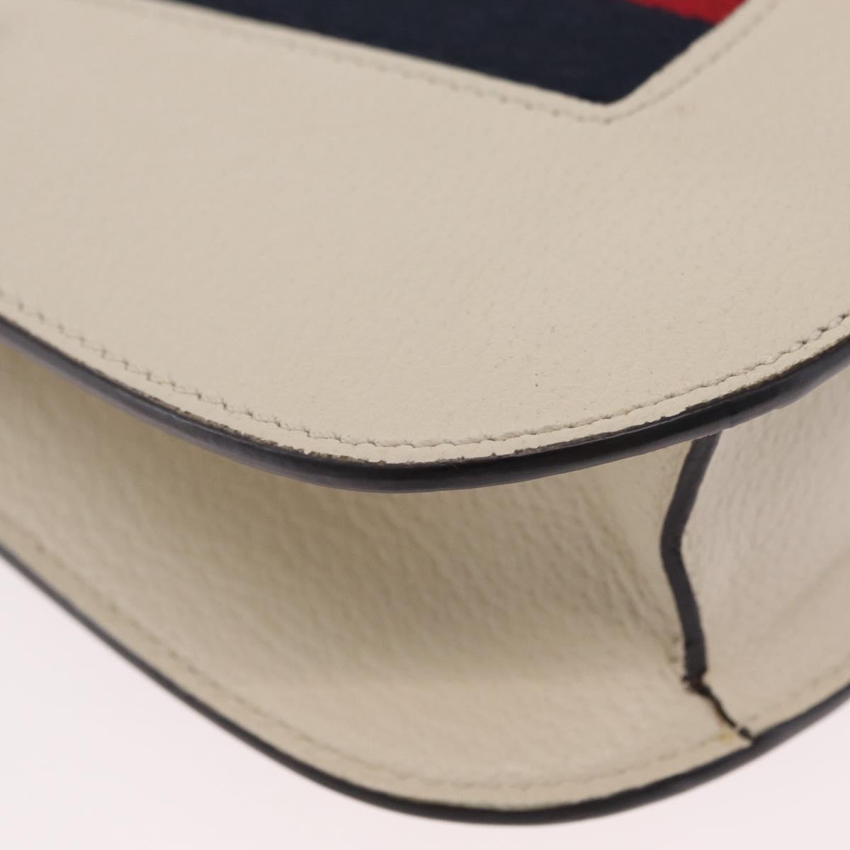 GUCCI Sherry Line Shoulder Bag Leather Ivory Gold Auth LN236V