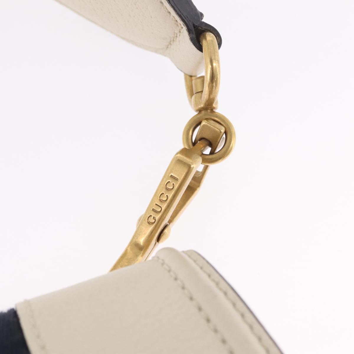 GUCCI Sherry Line Shoulder Bag Leather Ivory Gold Auth LN236V