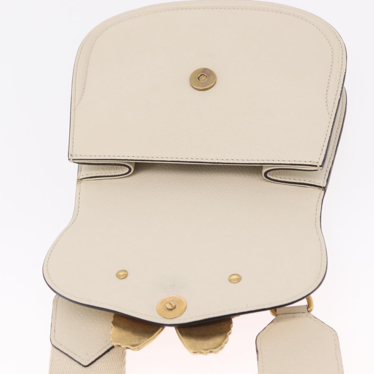 GUCCI Sherry Line Shoulder Bag Leather Ivory Gold Auth LN236V