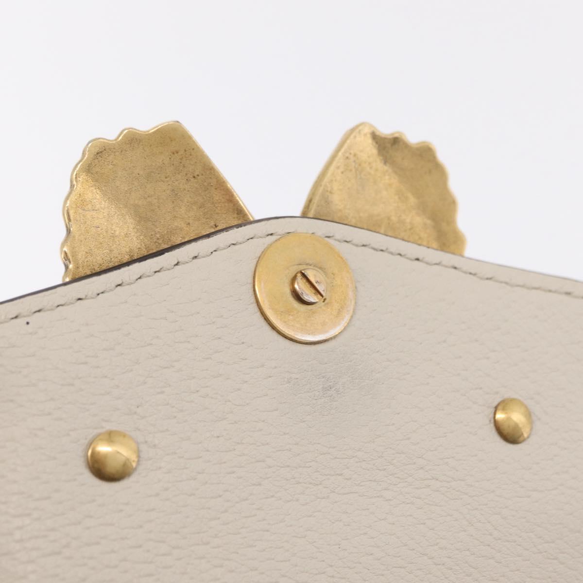GUCCI Sherry Line Shoulder Bag Leather Ivory Gold Auth LN236V