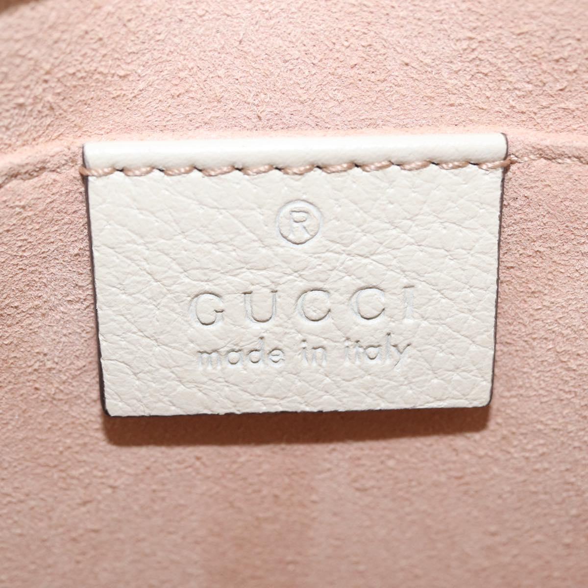 GUCCI Sherry Line Shoulder Bag Leather Ivory Gold Auth LN236V