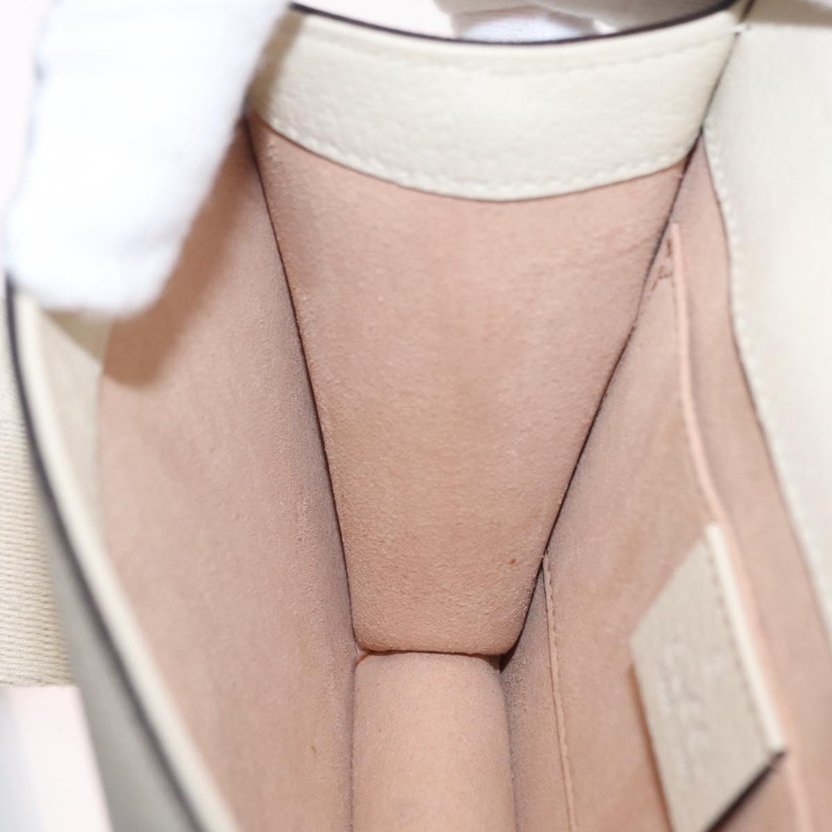 GUCCI Sherry Line Shoulder Bag Leather Ivory Gold Auth LN236V