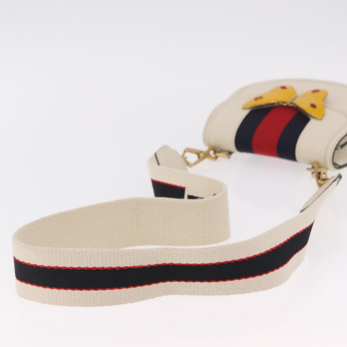 GUCCI Sherry Line Shoulder Bag Leather Ivory Gold Auth LN236V