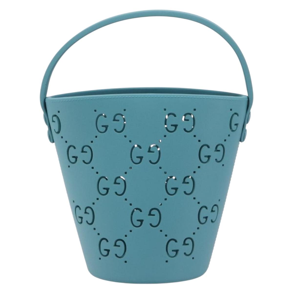 GUCCI Children's Hand Bag rubber Blue 723051 Auth LN238M