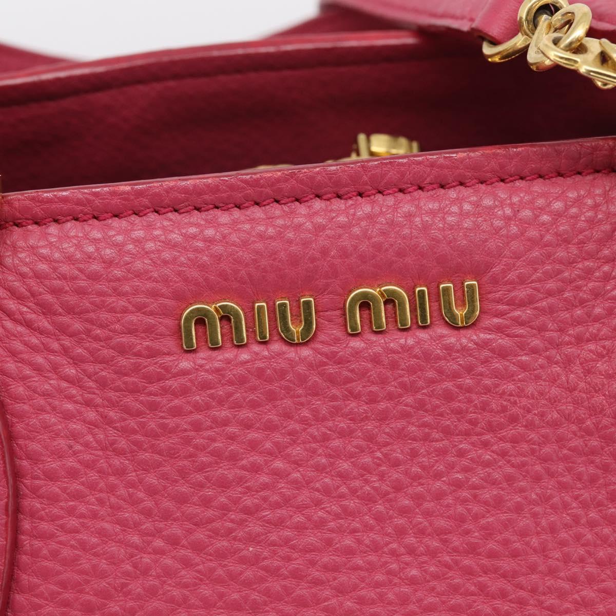 Miu Miu Vitterodino Hand Bag Leather 2way Pink Gold Auth LN239A