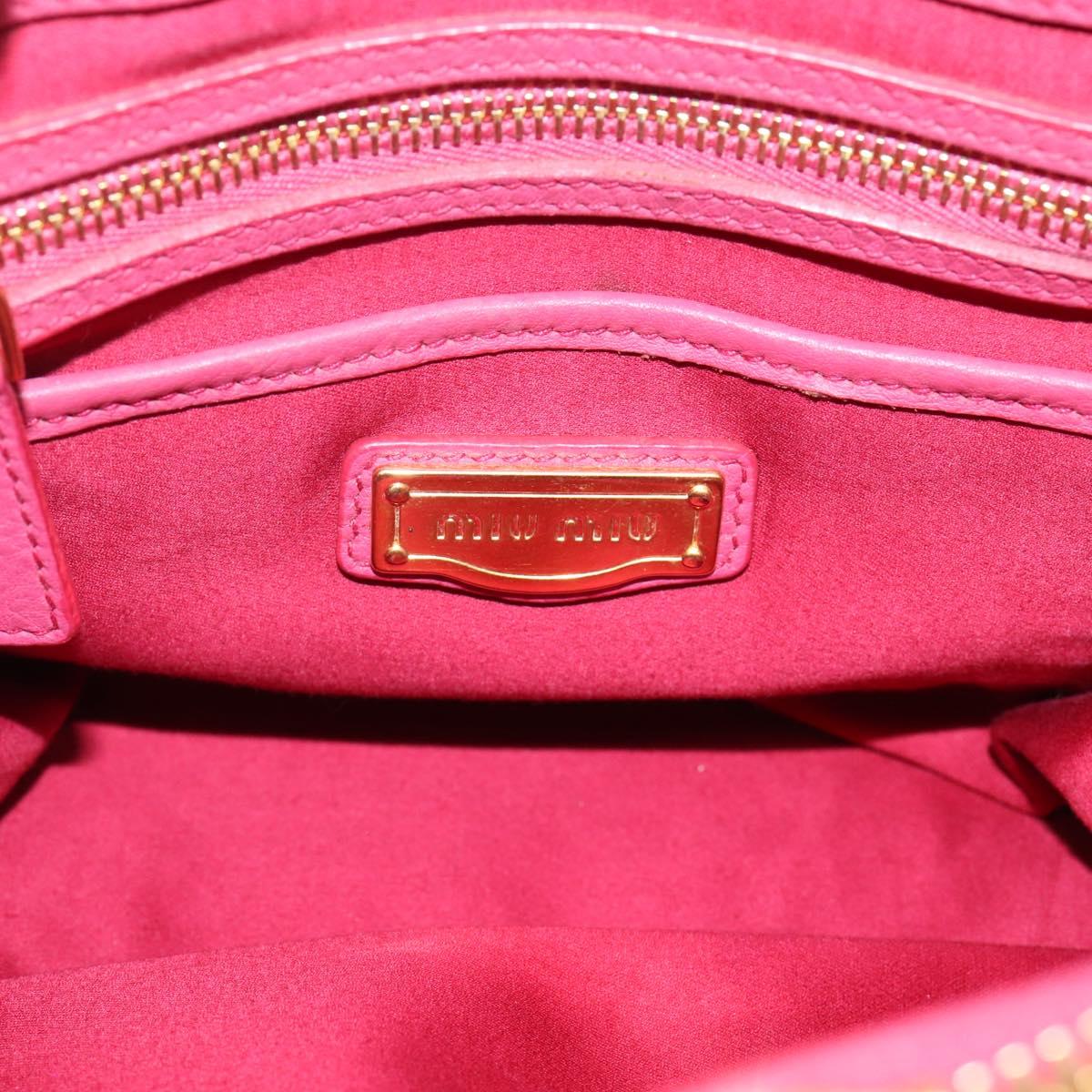 Miu Miu Vitterodino Hand Bag Leather 2way Pink Gold Auth LN239A