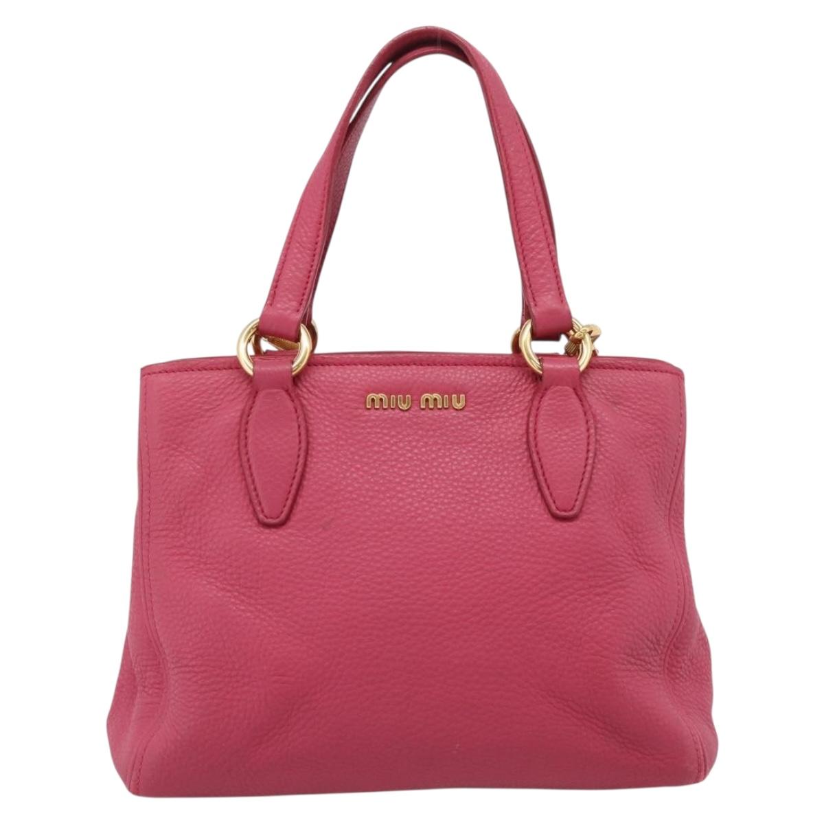 Miu Miu Vitterodino Hand Bag Leather 2way Pink Gold Auth LN239A