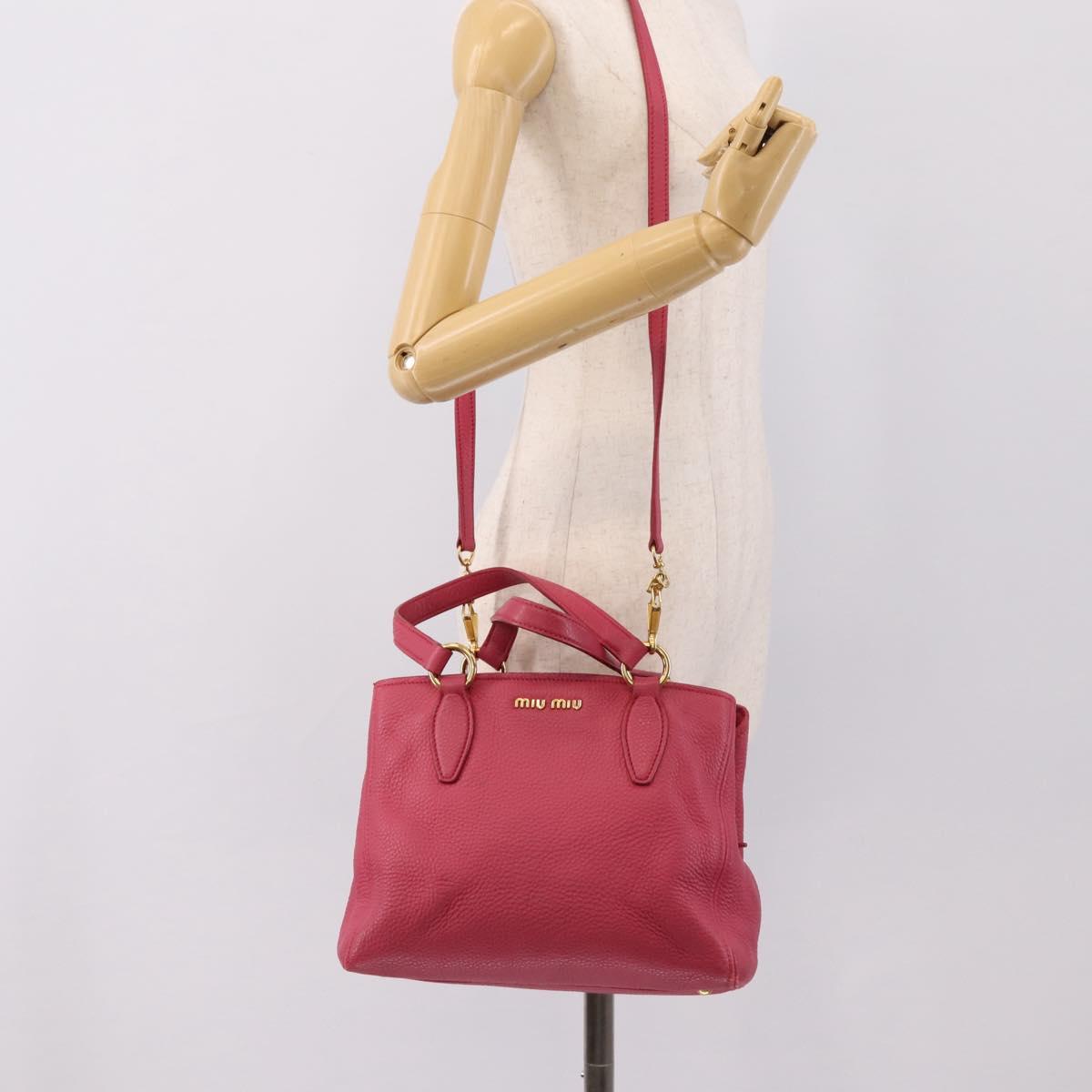 Miu Miu Vitterodino Hand Bag Leather 2way Pink Gold Auth LN239A