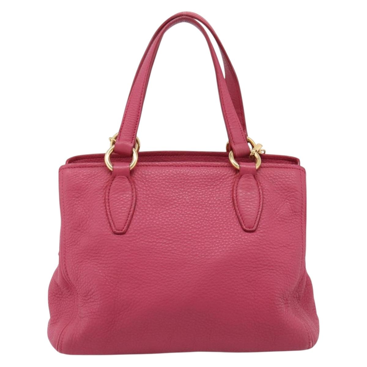 Miu Miu Vitterodino Hand Bag Leather 2way Pink Gold Auth LN239A