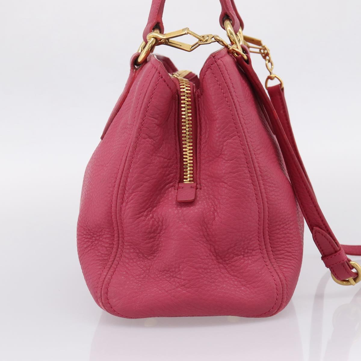 Miu Miu Vitterodino Hand Bag Leather 2way Pink Gold Auth LN239A