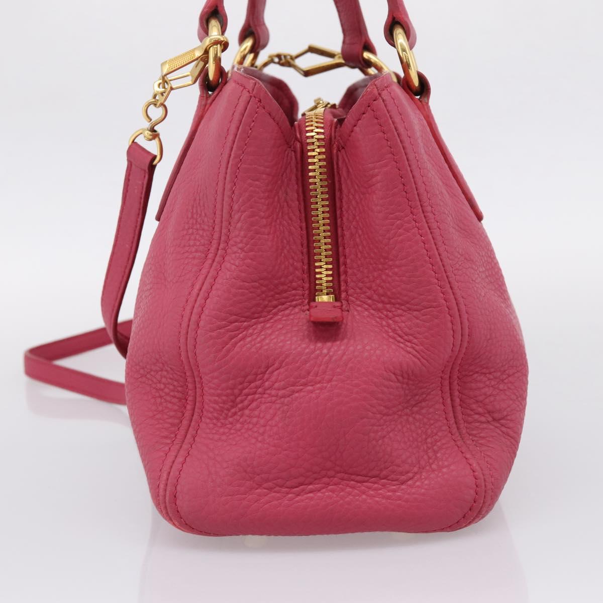 Miu Miu Vitterodino Hand Bag Leather 2way Pink Gold Auth LN239A