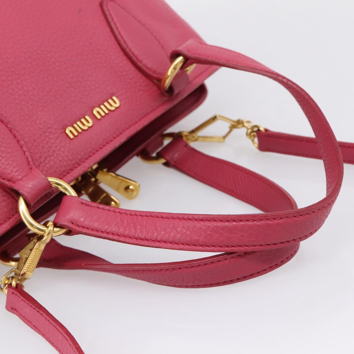 Miu Miu Vitterodino Hand Bag Leather 2way Pink Gold Auth LN239A