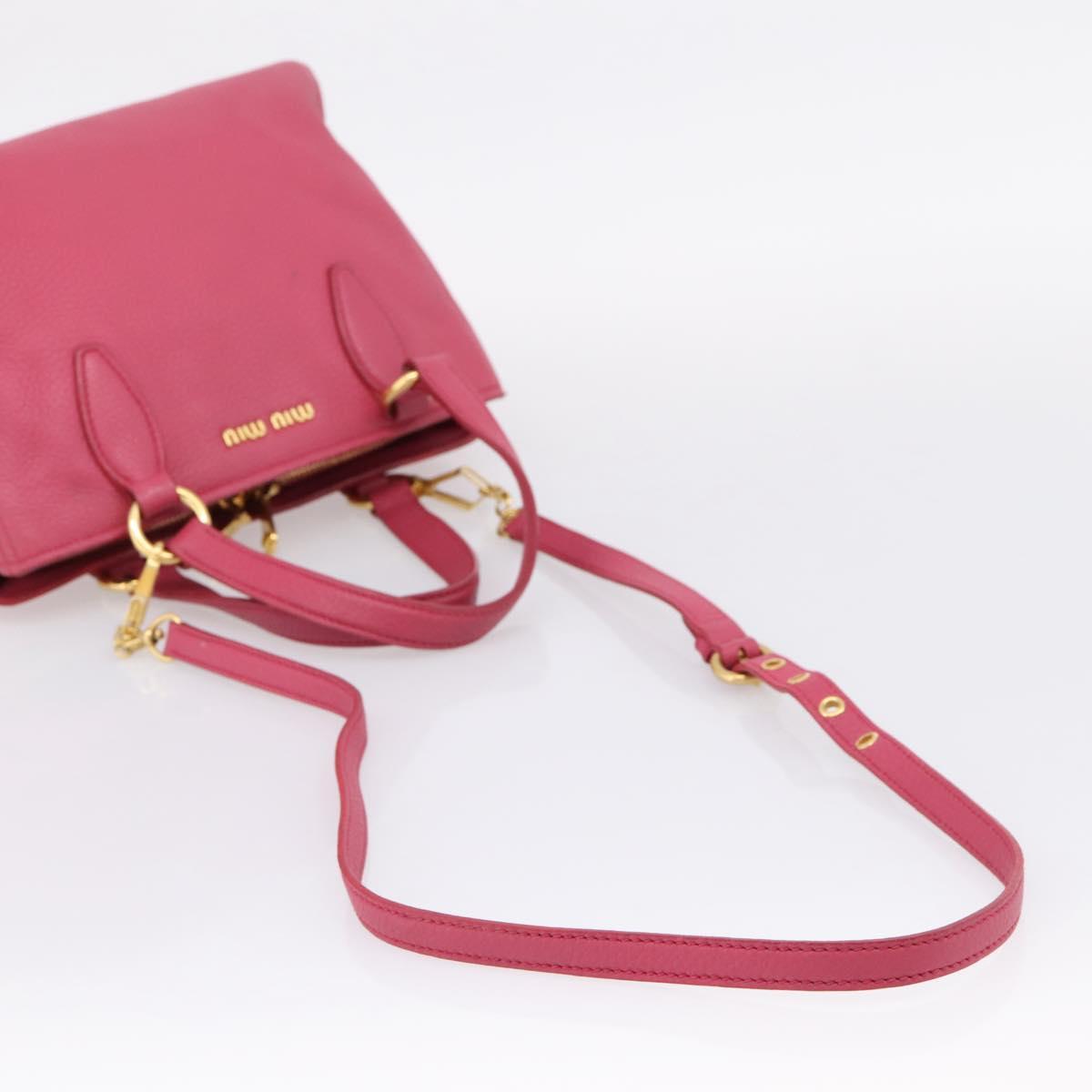 Miu Miu Vitterodino Hand Bag Leather 2way Pink Gold Auth LN239A
