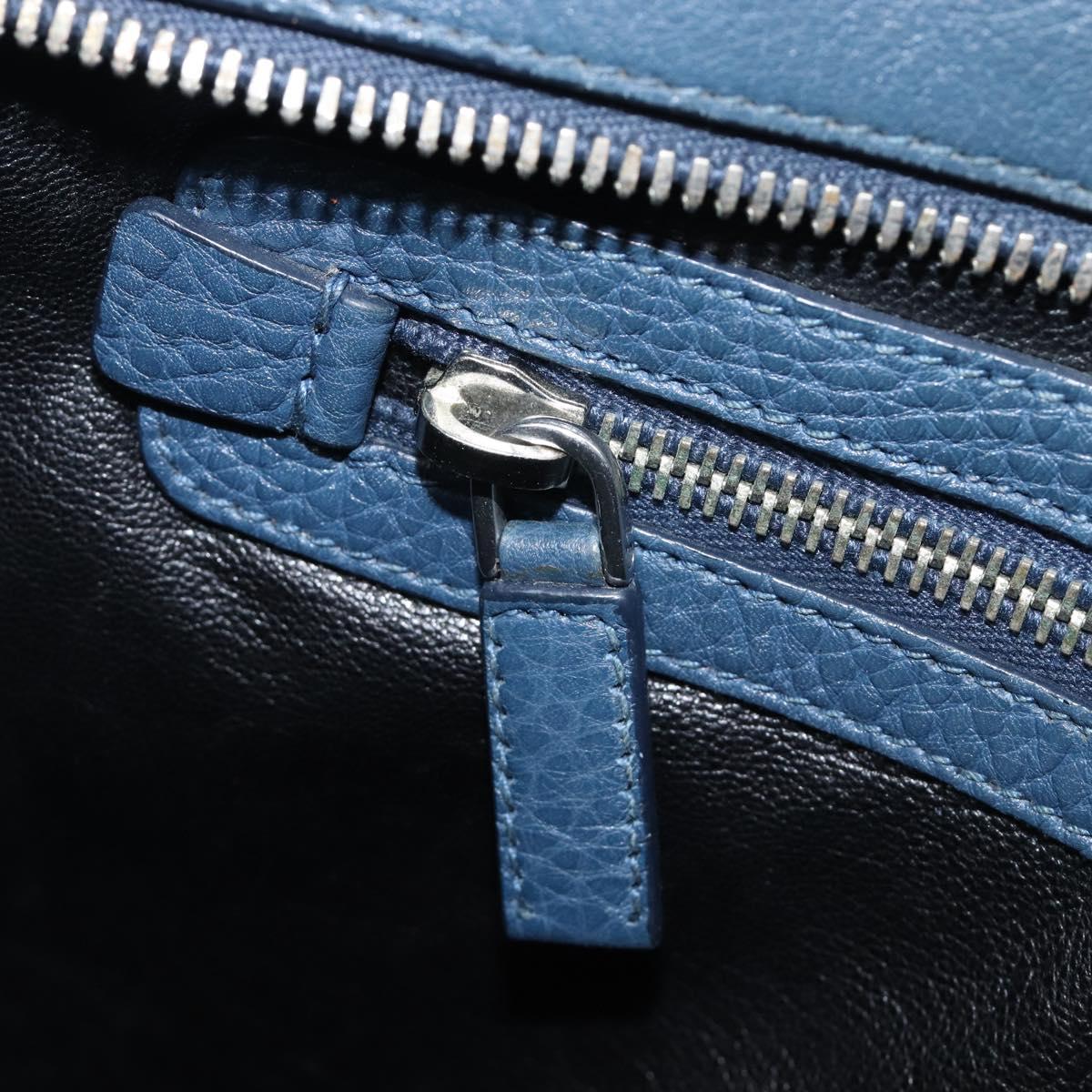 PRADA Shoulder Bag Vittero Dino Leather Navy Silver Auth LN240