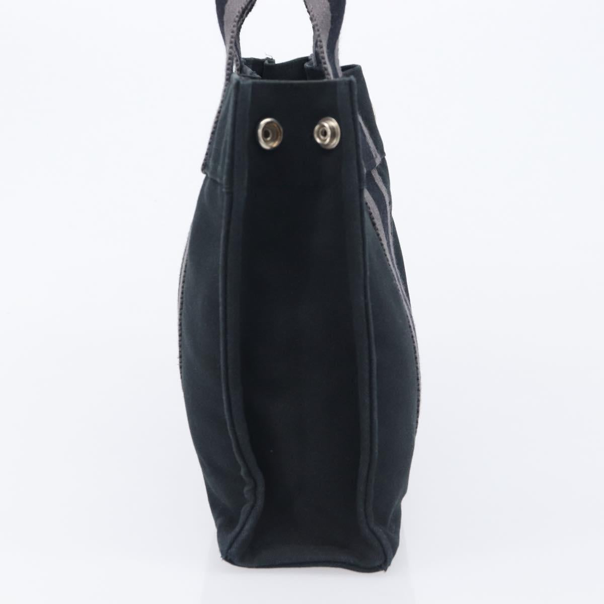 HERMES Fourre Tout PM Hand Bag Canvas Black Silver Auth LN243