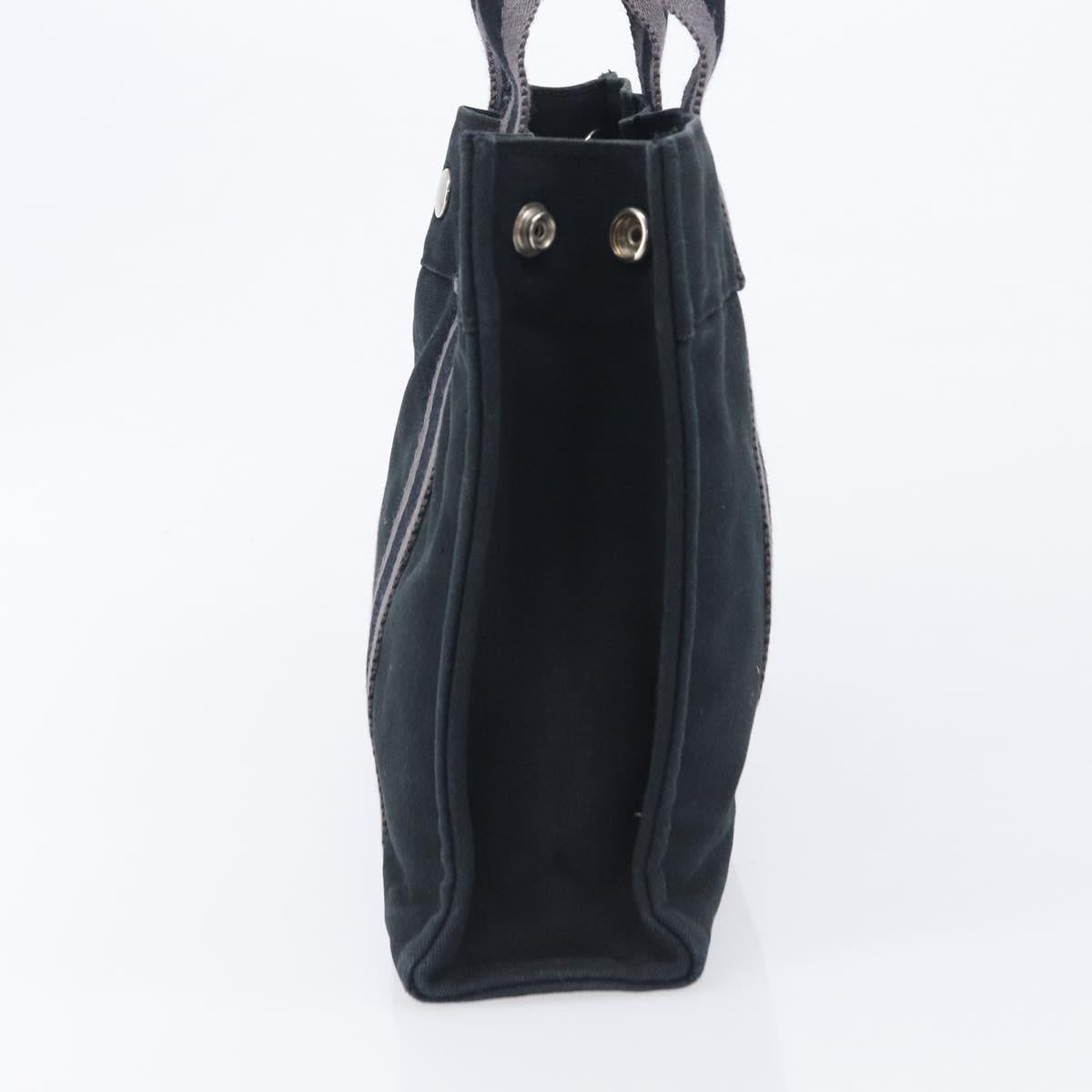 HERMES Fourre Tout PM Hand Bag Canvas Black Silver Auth LN243