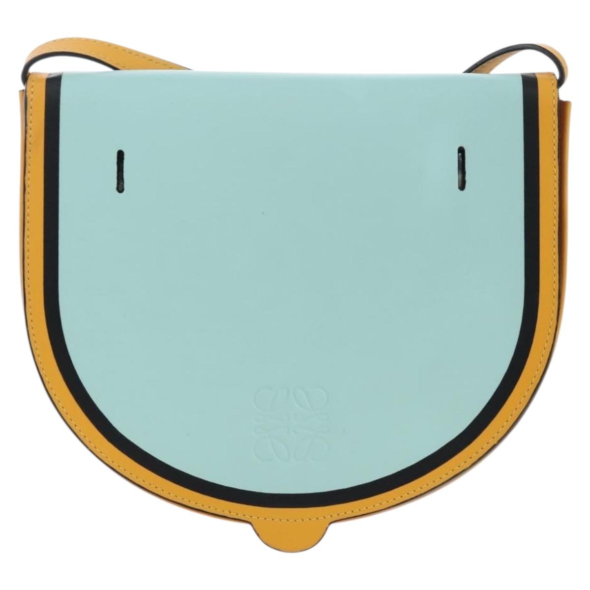 LOEWE Ken Price Collaboration Shoulder Bag Leather Yellow Silver Auth LN244M