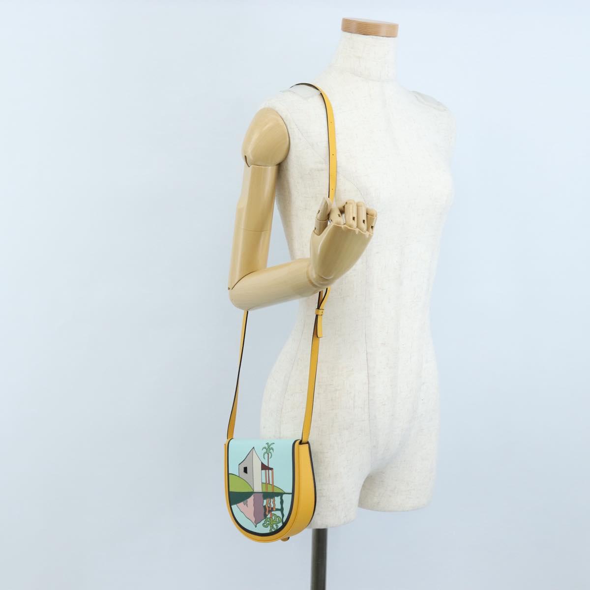 LOEWE Ken Price Collaboration Shoulder Bag Leather Yellow Silver Auth LN244M