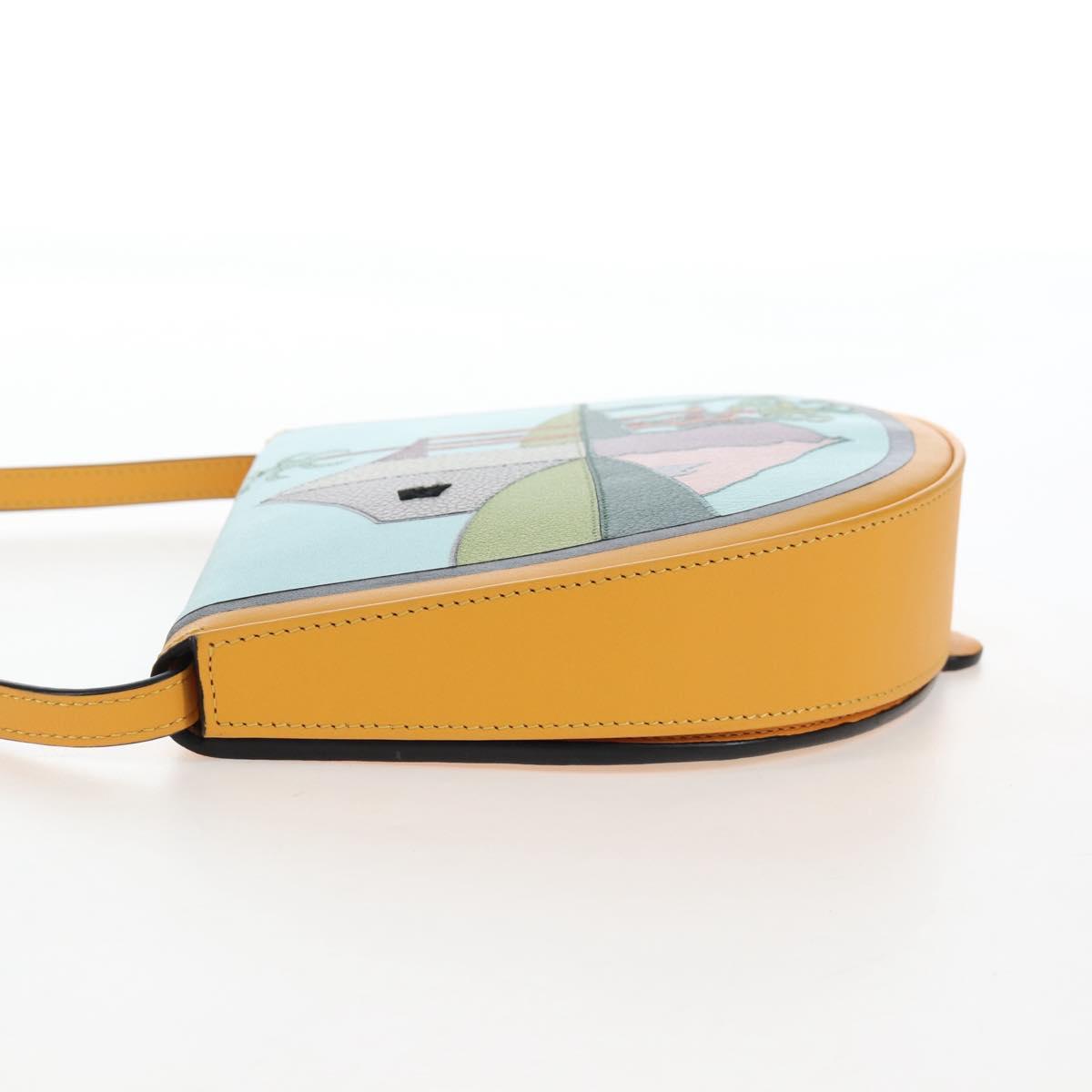 LOEWE Ken Price Collaboration Shoulder Bag Leather Yellow Silver Auth LN244M