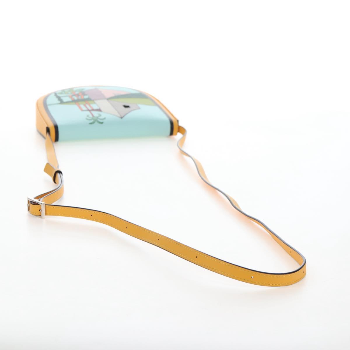 LOEWE Ken Price Collaboration Shoulder Bag Leather Yellow Silver Auth LN244M