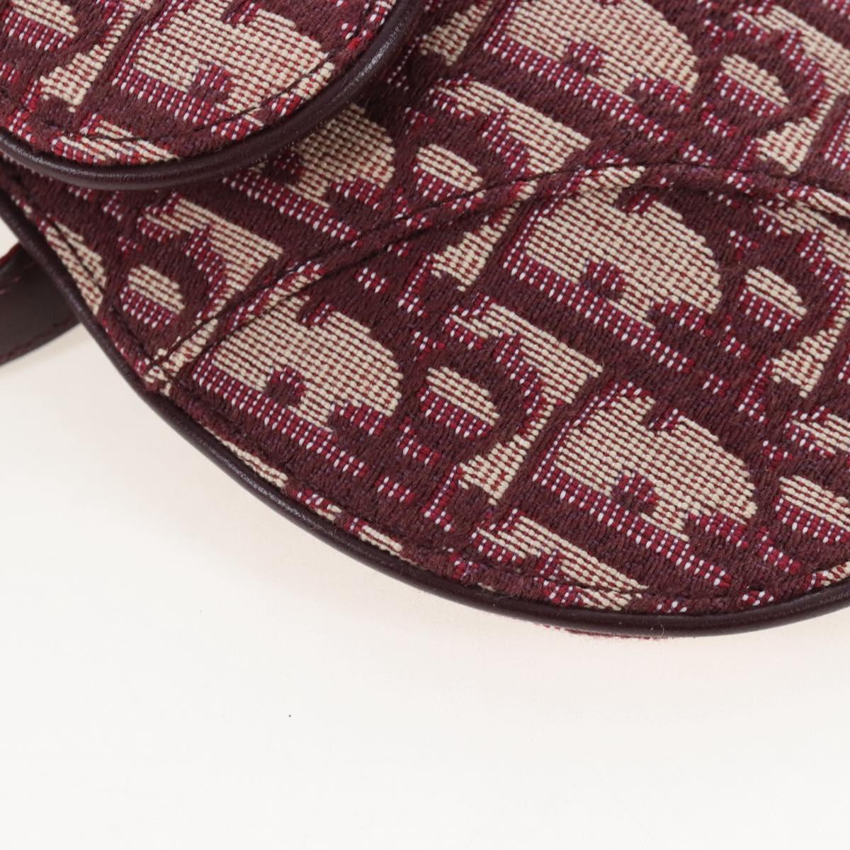 Christian Dior Trotter Canvas Saddle Waist bag Red Gold Auth LN247M