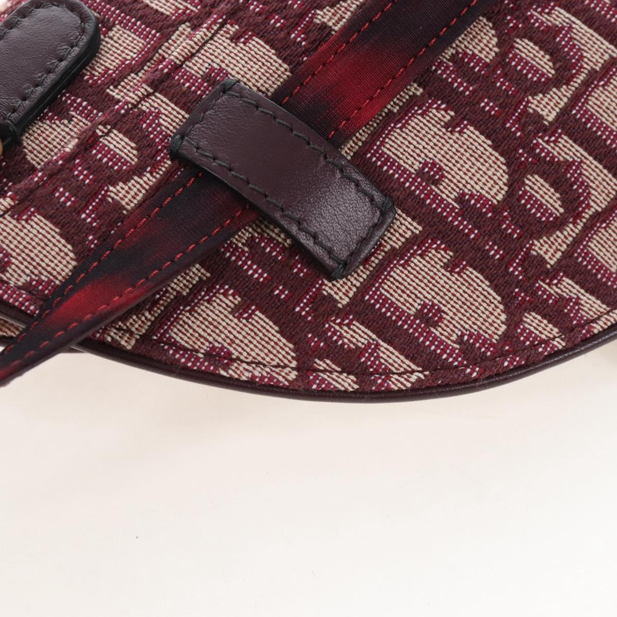 Christian Dior Trotter Canvas Saddle Waist bag Red Gold Auth LN247M
