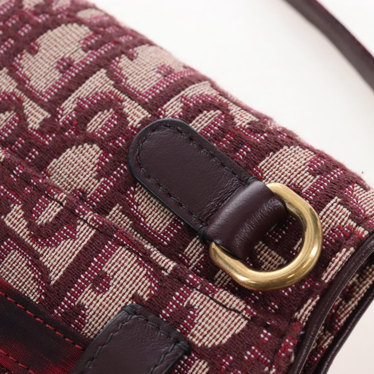 Christian Dior Trotter Canvas Saddle Waist bag Red Gold Auth LN247M