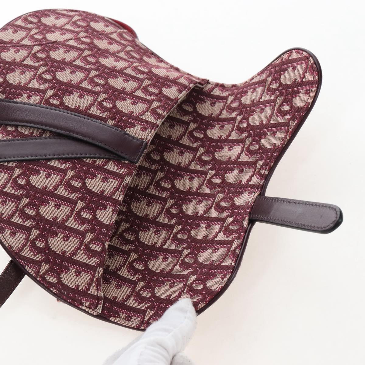 Christian Dior Trotter Canvas Saddle Waist bag Red Gold Auth LN247M